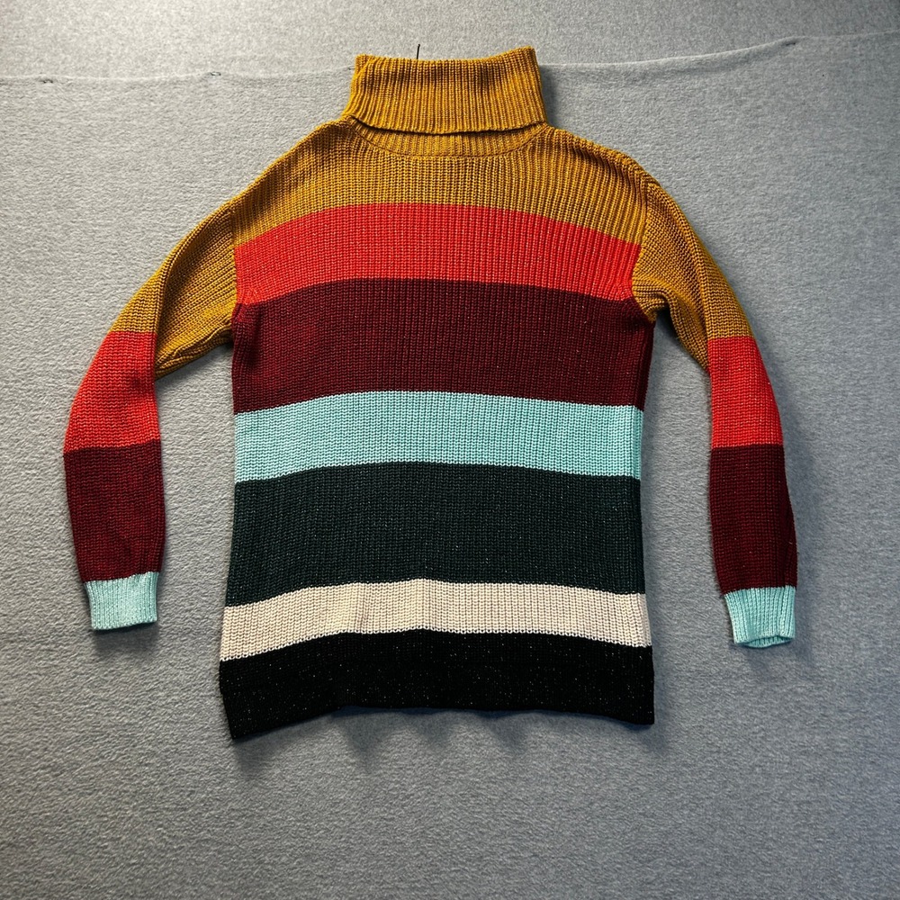 Turtleneck Sweater Womens Medium Striped Multicolor Knit For The Republic